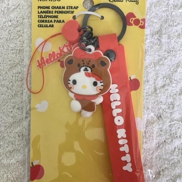 Hello Kitty Bear Keychain Bag Charm with Strap – Sanrio × Miniso Kawaii NWT - Picture 7 of 11